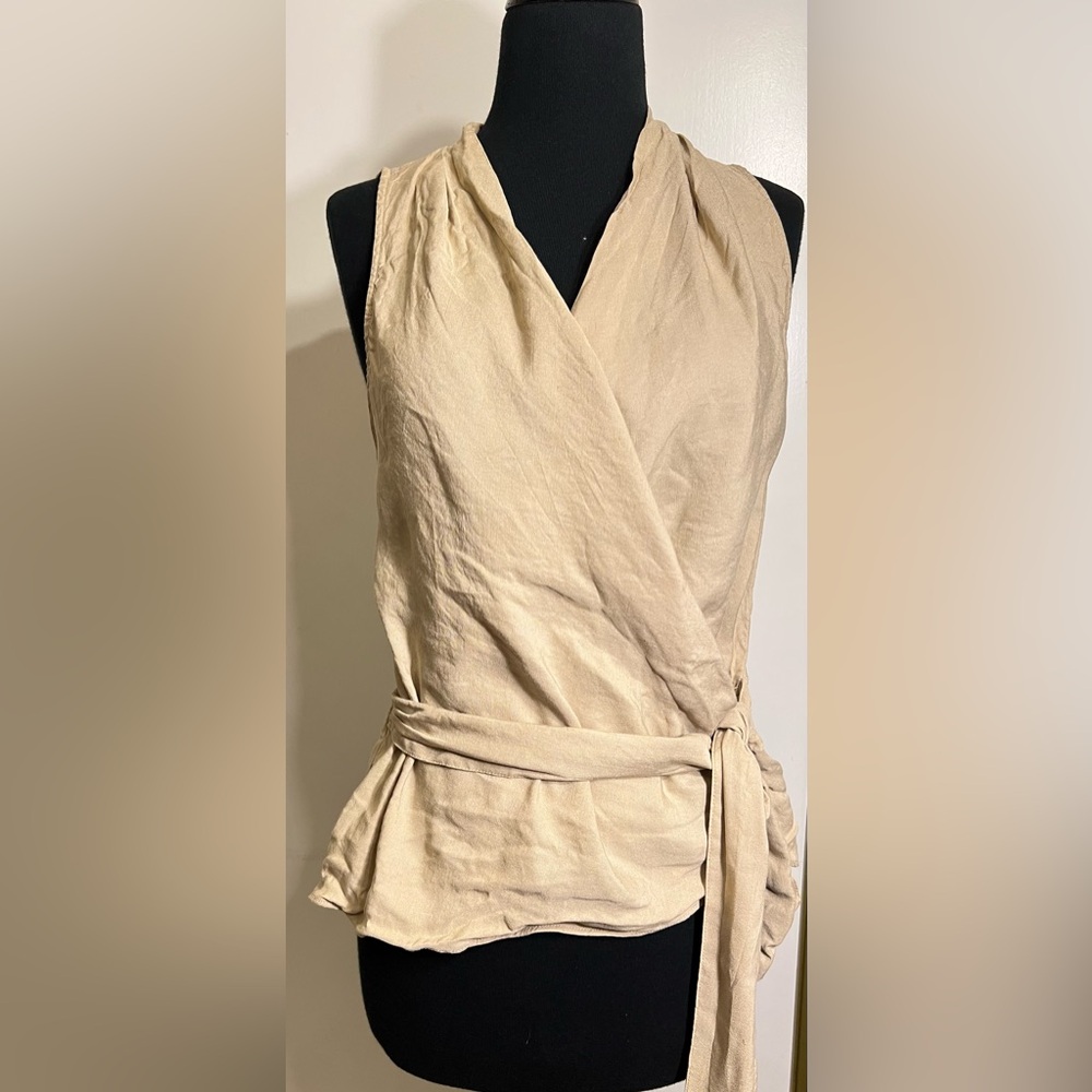 Zara Sleeveless Tan Blouse Top